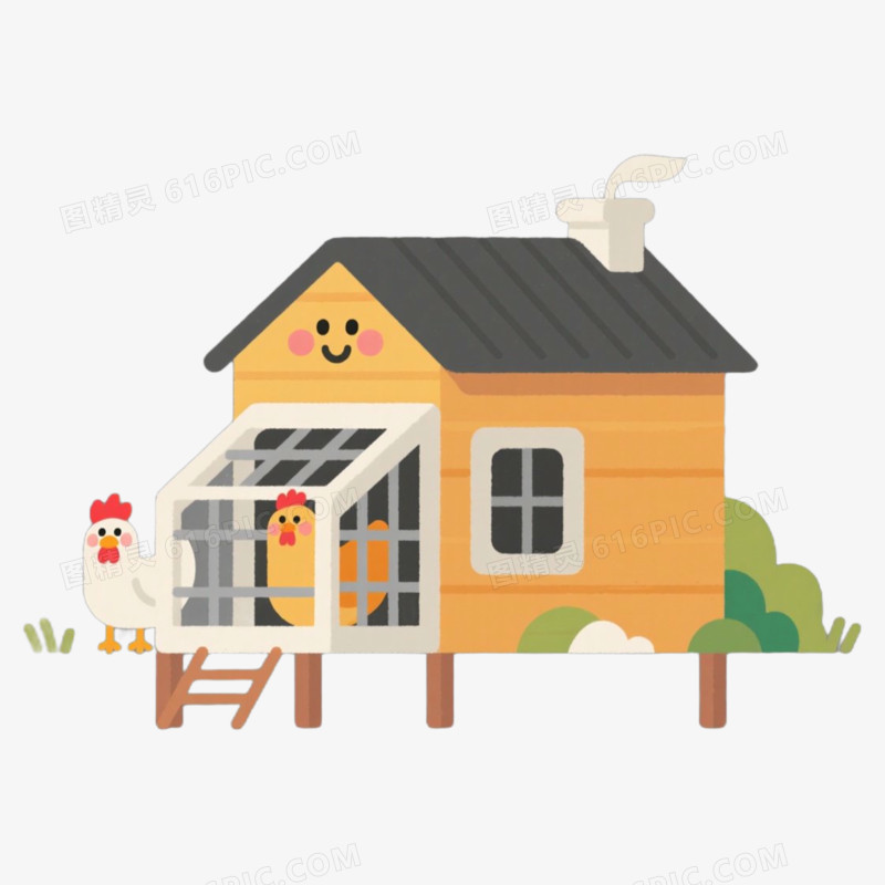 可爱养鸡场家禽养殖免抠元素