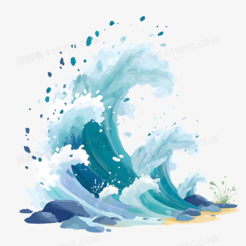 手绘卡通台风风暴免抠元素