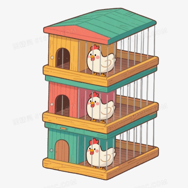 三层养鸡场家禽养殖免抠元素