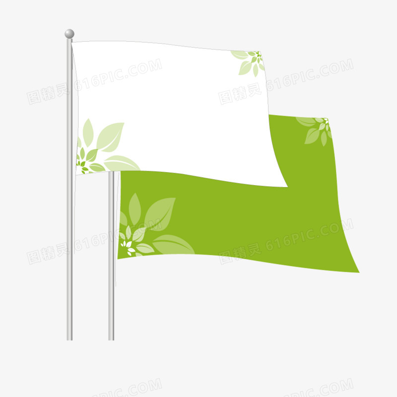 绿色白色企业旗帜
