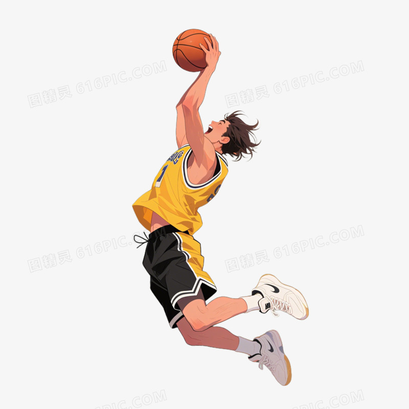 插画风正在打篮球的男人