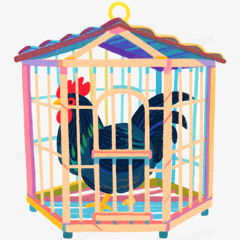 手绘插画鸡舍免抠元素
