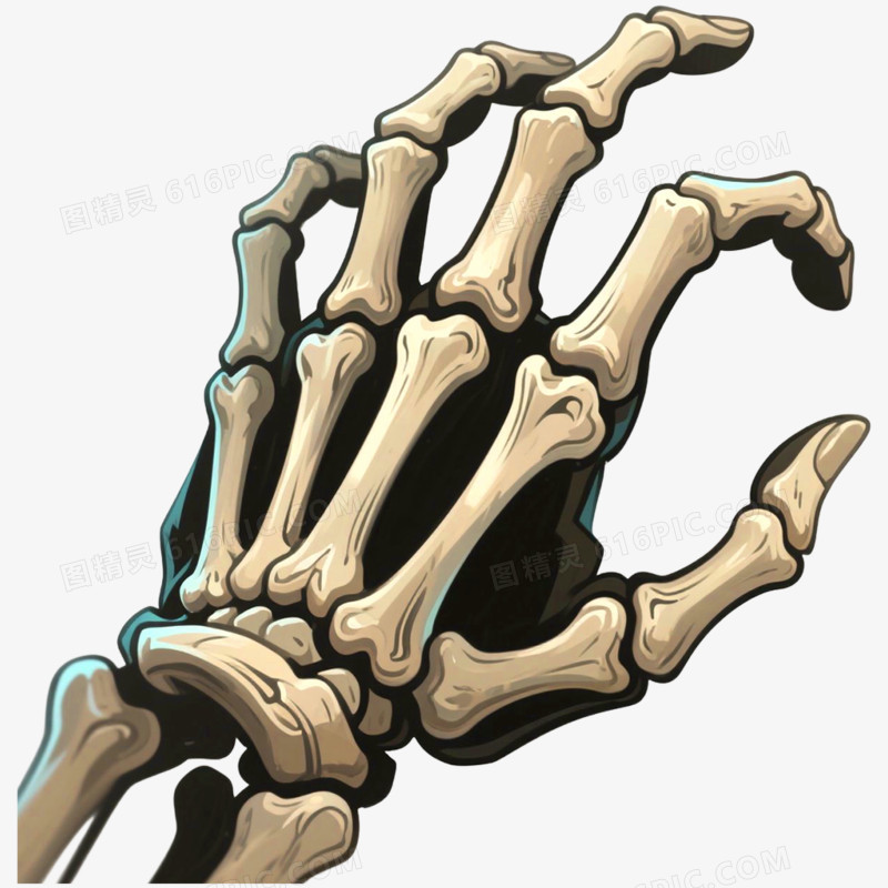 手绘插画骷髅手免抠元素