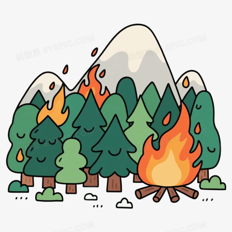 森林大火夏季自然灾害免抠元素