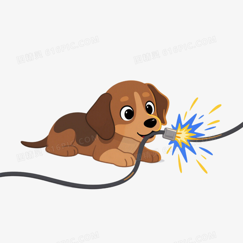 卡通手绘插画风用电安全免抠元素
