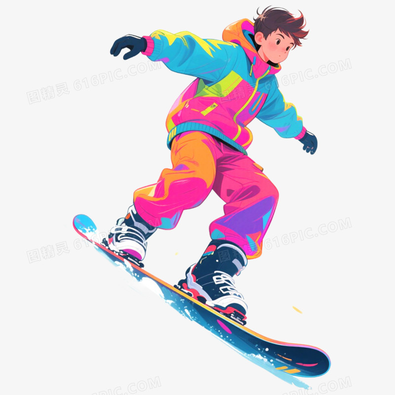 手绘插画户外运动滑雪免抠元素