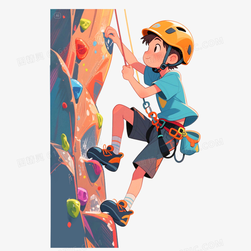 手绘插画户外运动攀岩免抠元素