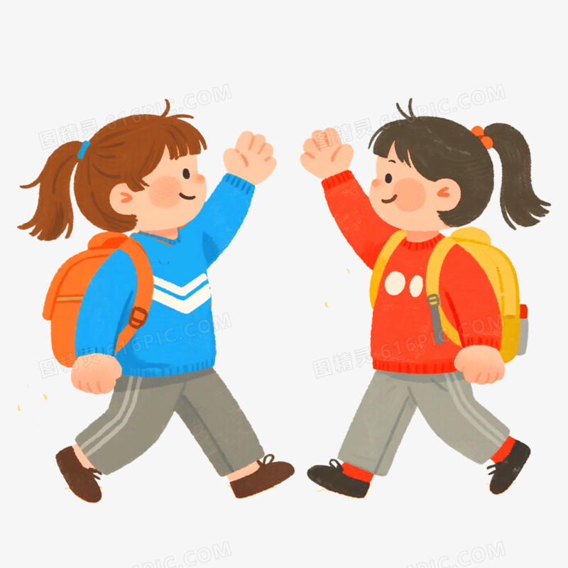 学生开学季打招呼免抠元素