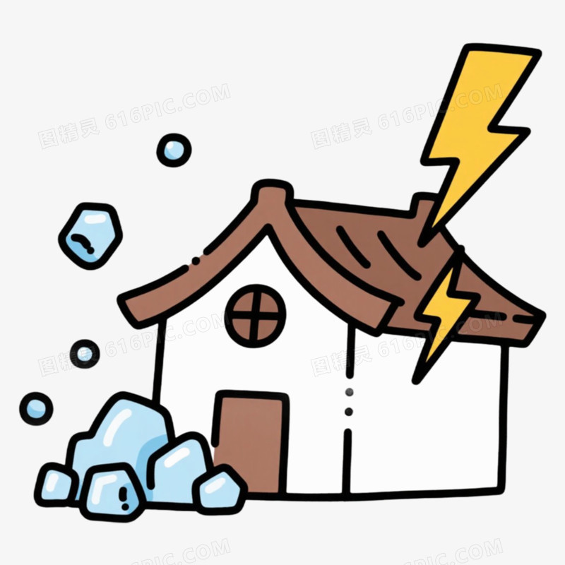 闪电冰雹夏季自然灾害免抠元素
