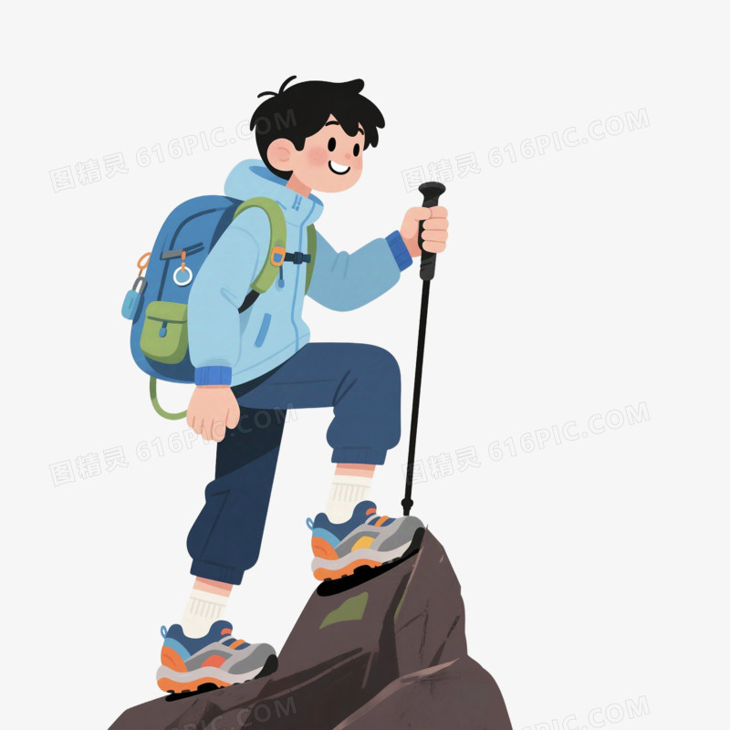 卡通手绘运动会登山免抠元素