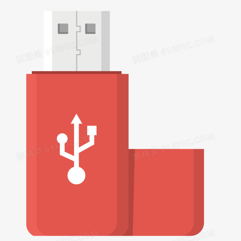 矢量红色USB