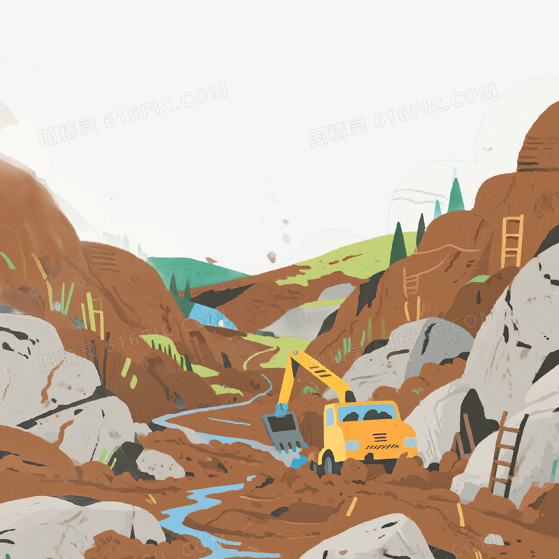 自然灾害泥石流免抠元素