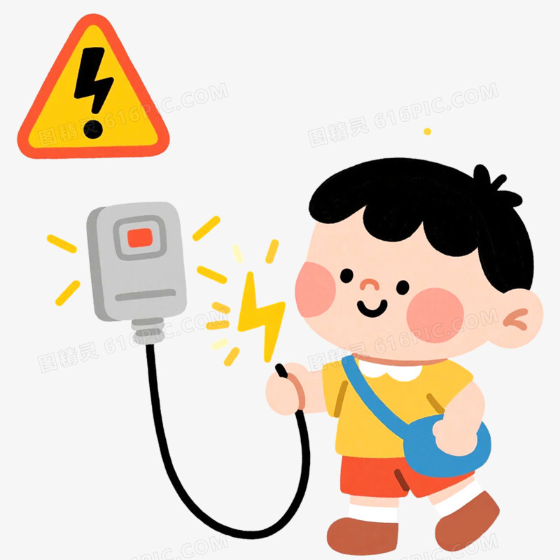 手绘插画用电安全知识常识免抠元素