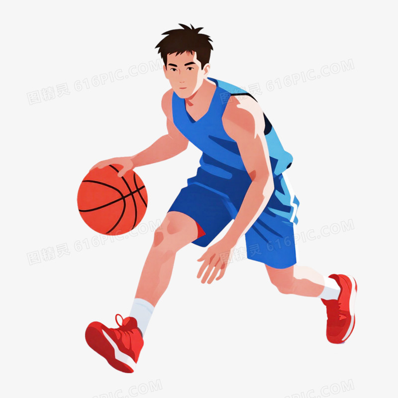 插画风格运动会篮球免抠元素