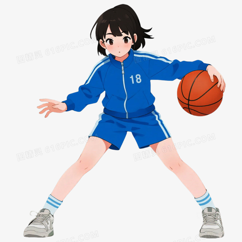 插画风格运动会篮球免抠元素
