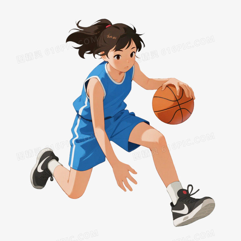 插画风格运动会篮球免抠元素