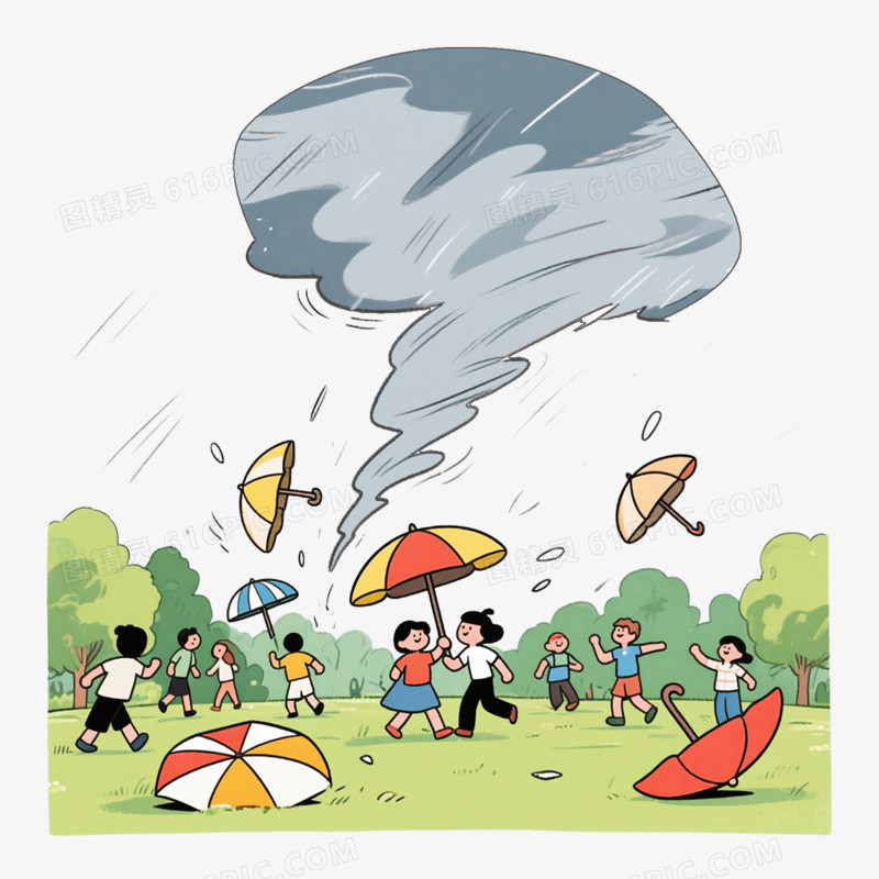 手绘卡通风格夏季自然灾害免抠元素