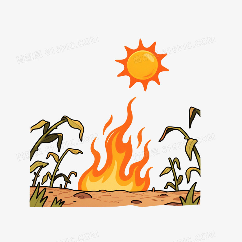 手绘卡通风格夏季自然灾害免抠元素