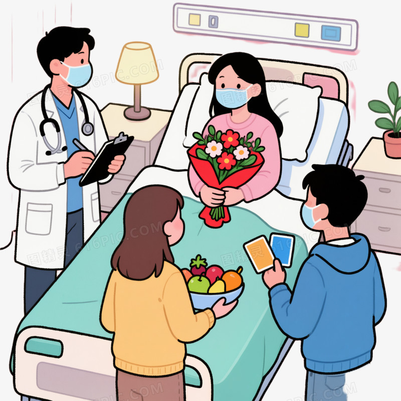 医院探望病人免抠元素