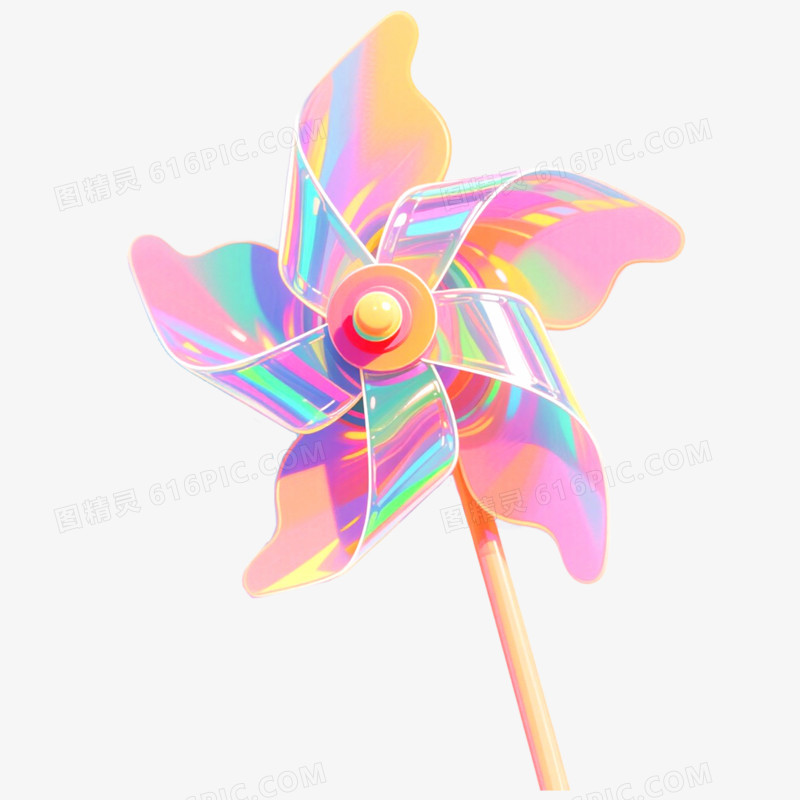 手绘插画五彩玩具风车免抠元素