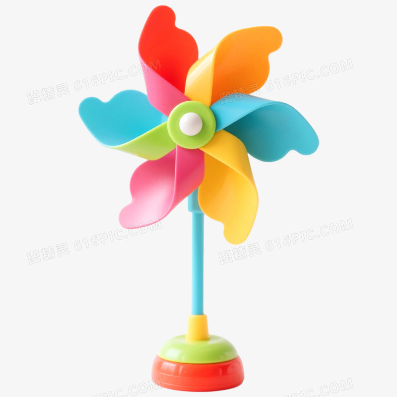 3D渲染五彩玩具风车免抠元素
