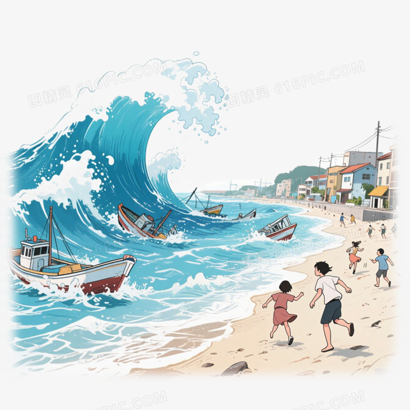 卡通插画风夏季自然灾害免抠元素