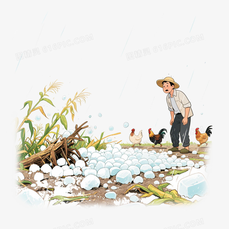 卡通插画风夏季自然灾害免抠元素