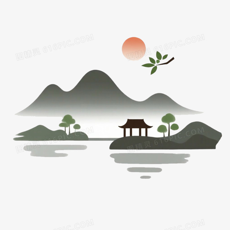 简笔古风免抠小元素
