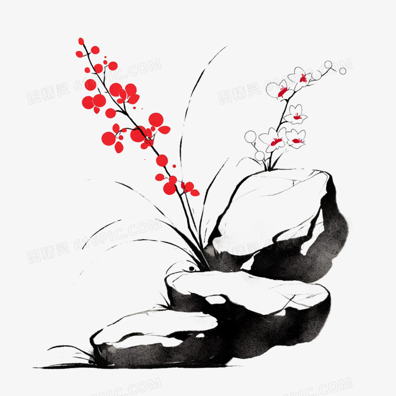手绘卡古风简笔画植物免抠元素