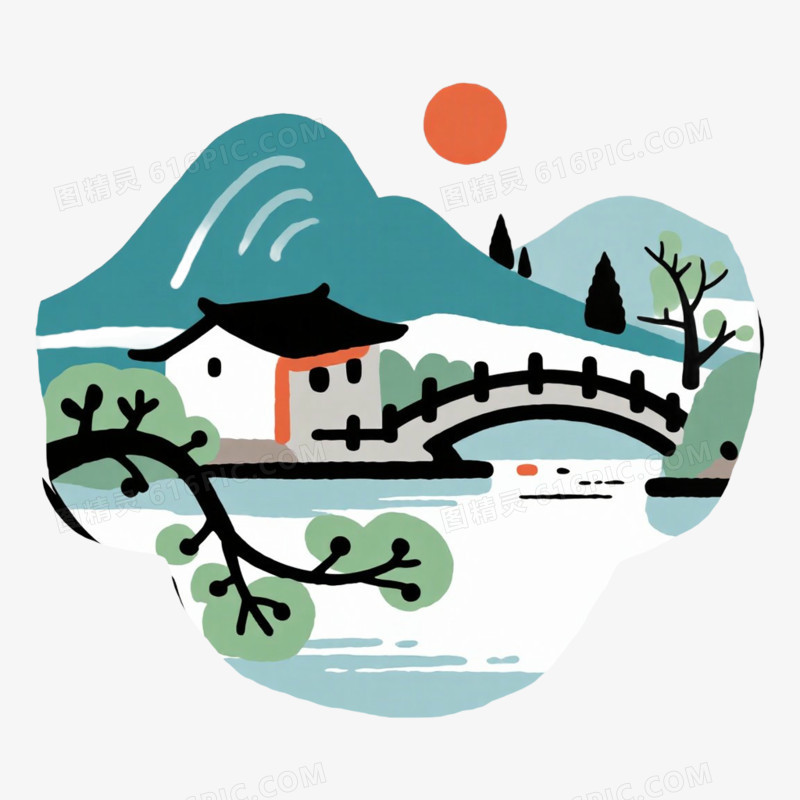 简笔古风免抠小元素