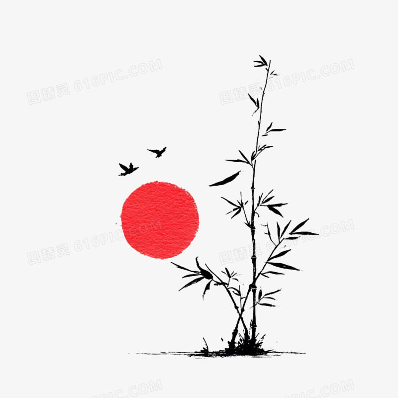 手绘卡古风简笔画竹子免抠元素