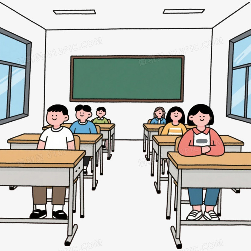 正面学校教室免抠元素
