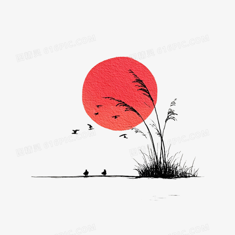 手绘卡古风简笔画植物免抠元素