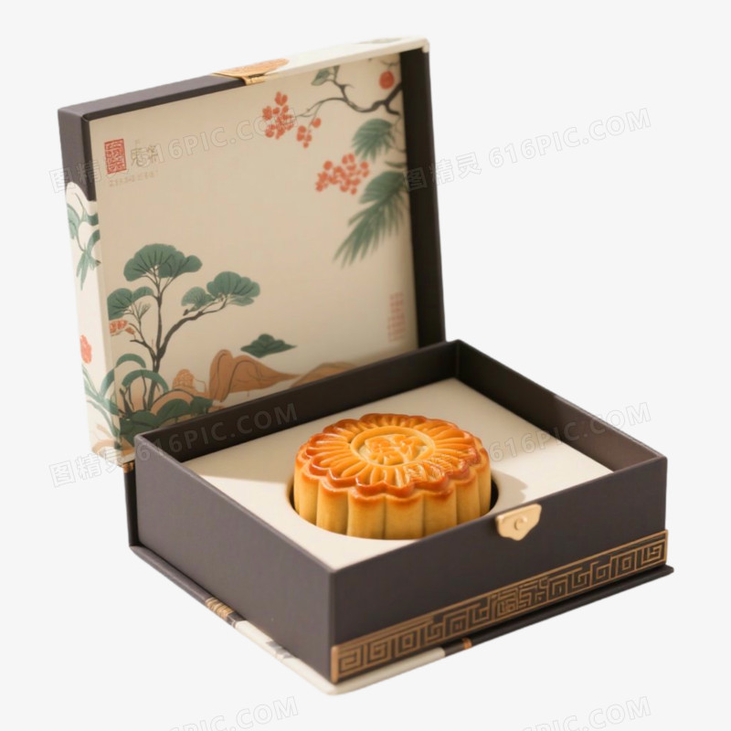 素雅月饼礼盒中秋节食物特色礼盒免抠元素