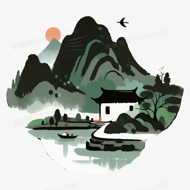 简笔古风免抠小元素