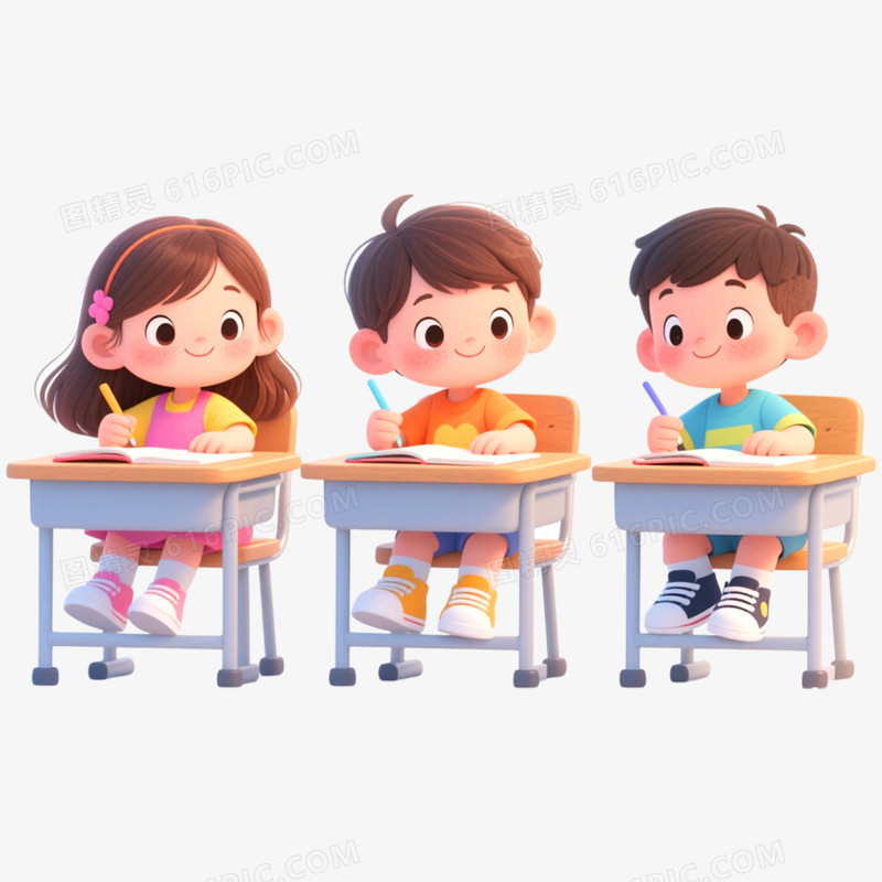 手绘插画学生教室学习免抠元素