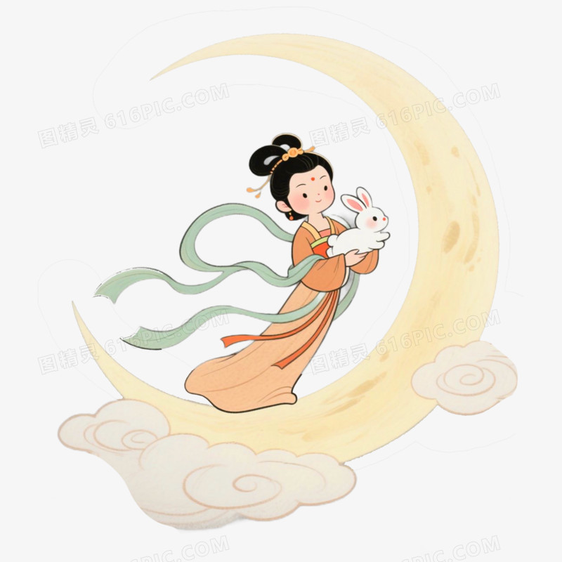 弯月嫦娥奔月免抠元素
