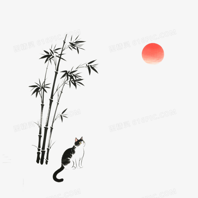 古风简笔画写意风景免抠元素