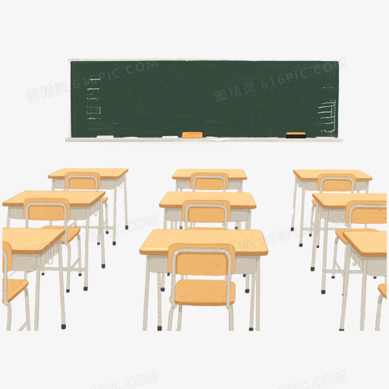 手绘插画学校教室免抠元素