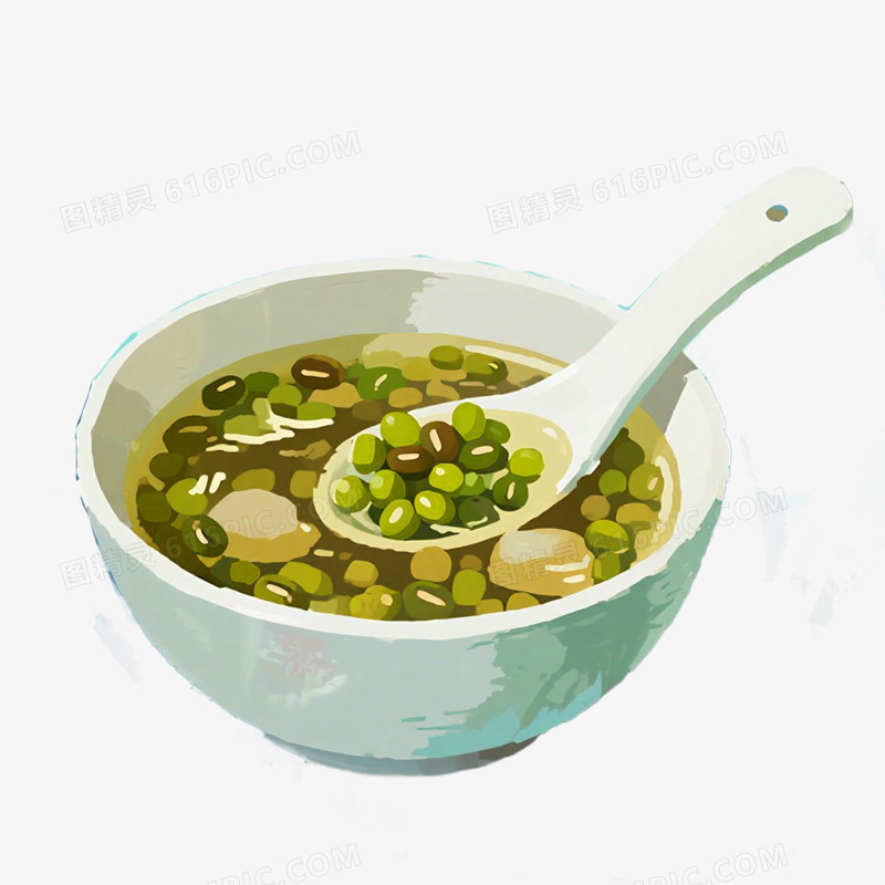 清热解暑绿豆汤免抠小元素