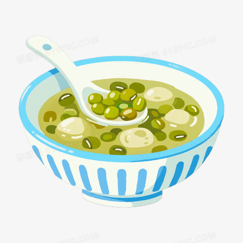 清热解暑绿豆汤免抠小元素