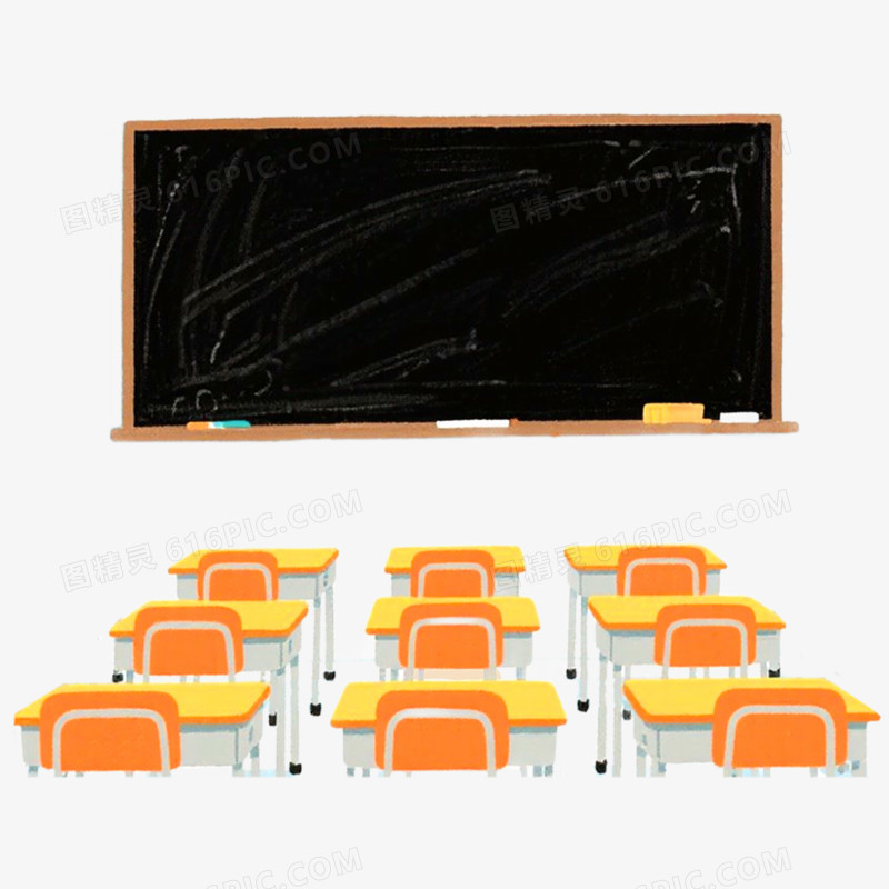 手绘插画学校教室免抠元素