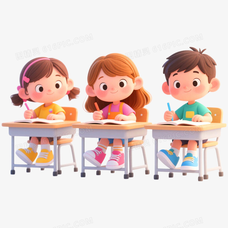 手绘插画学生教室学习免抠元素