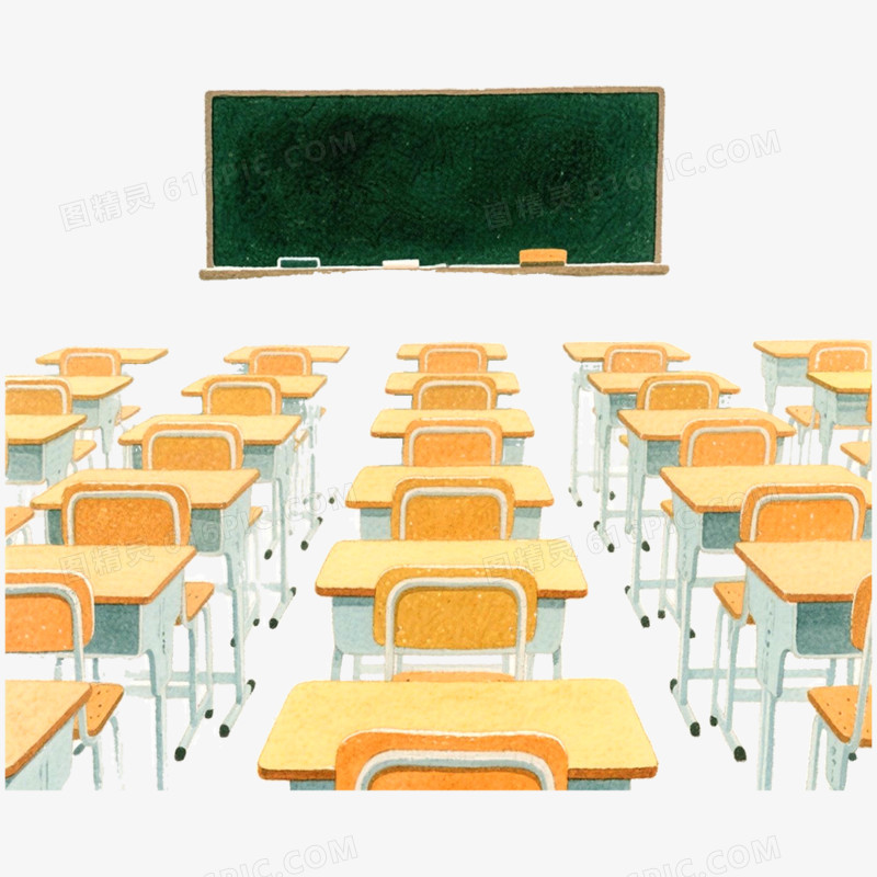 手绘插画学校教室免抠元素