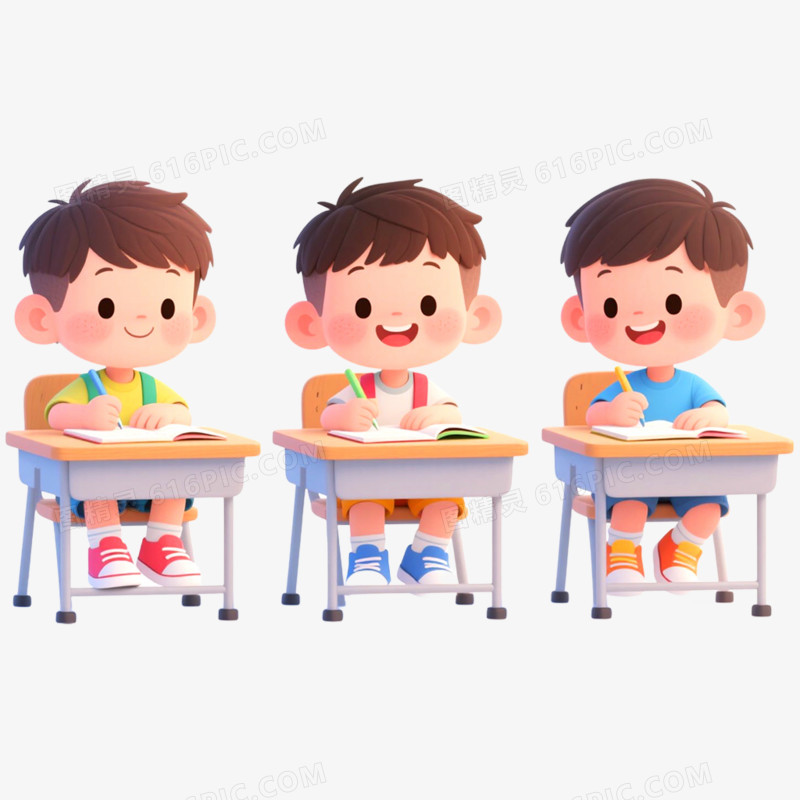 手绘插画学生教室学习免抠元素