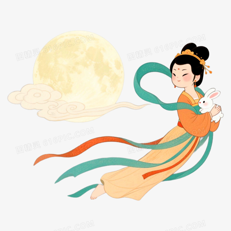 祥云嫦娥奔月免抠元素