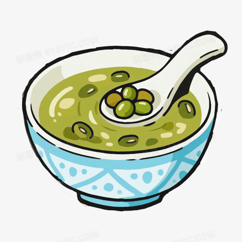 清热解暑绿豆汤免抠小元素