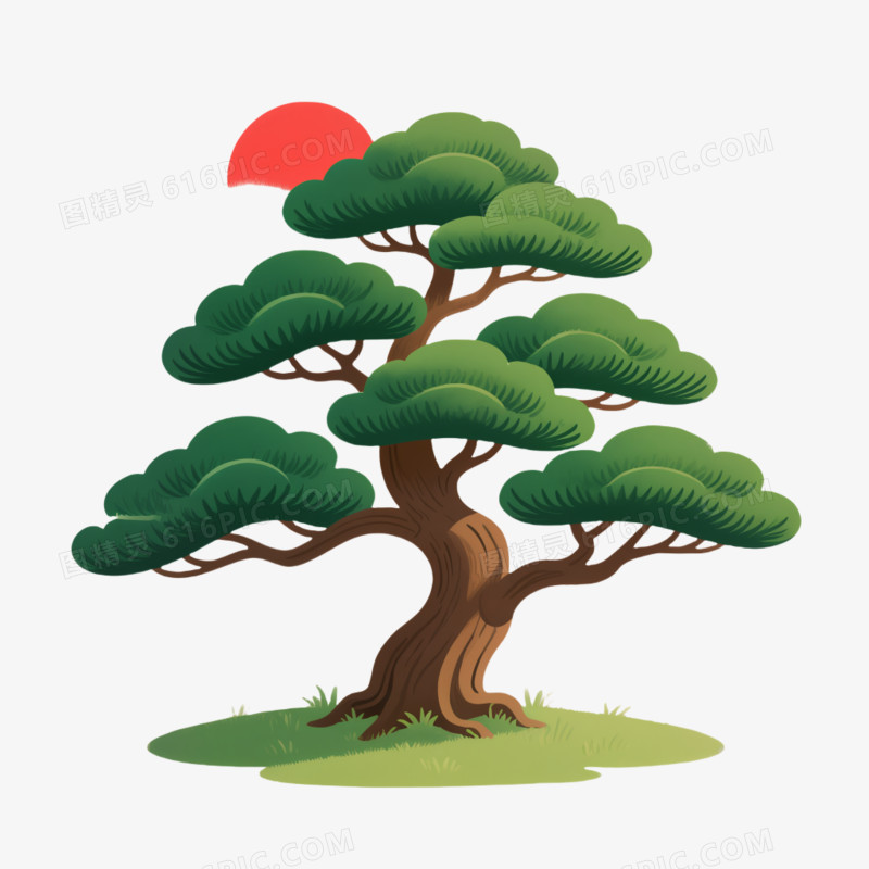 各类树的卡通画免抠元素
