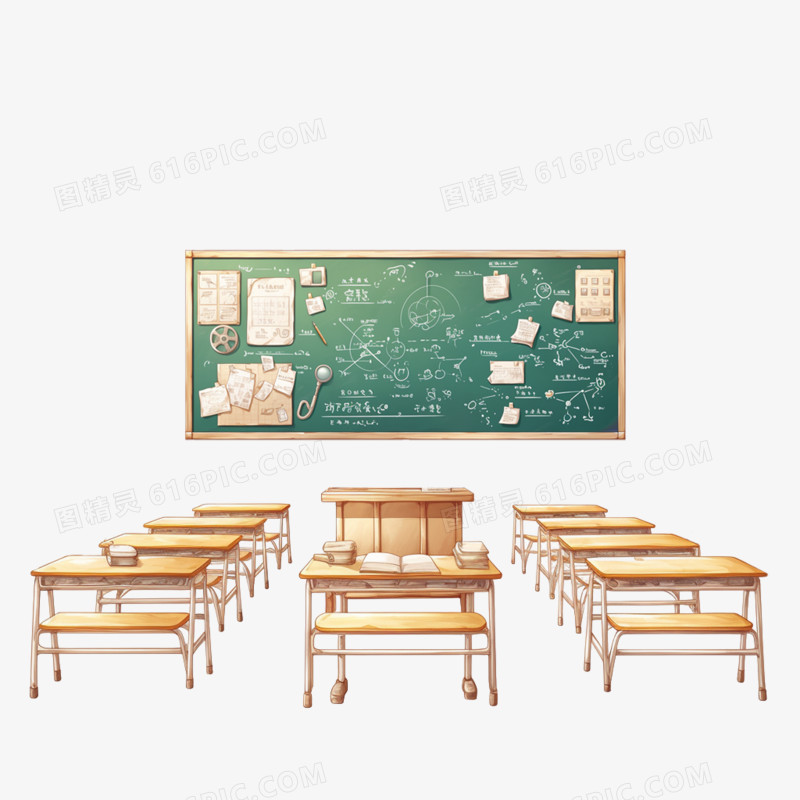 手绘卡通中学教室免抠元素