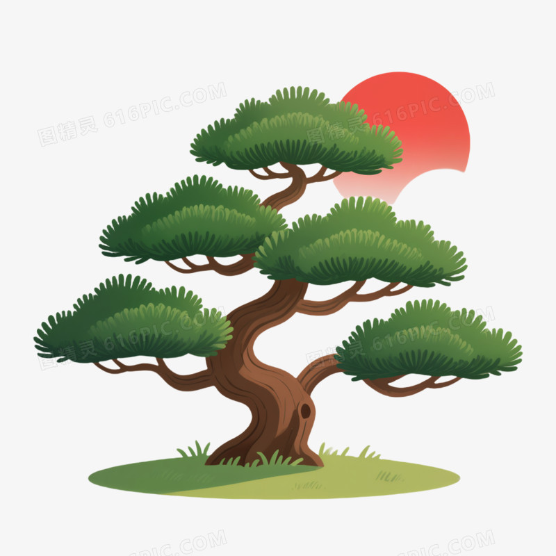 各类树的卡通画免抠元素